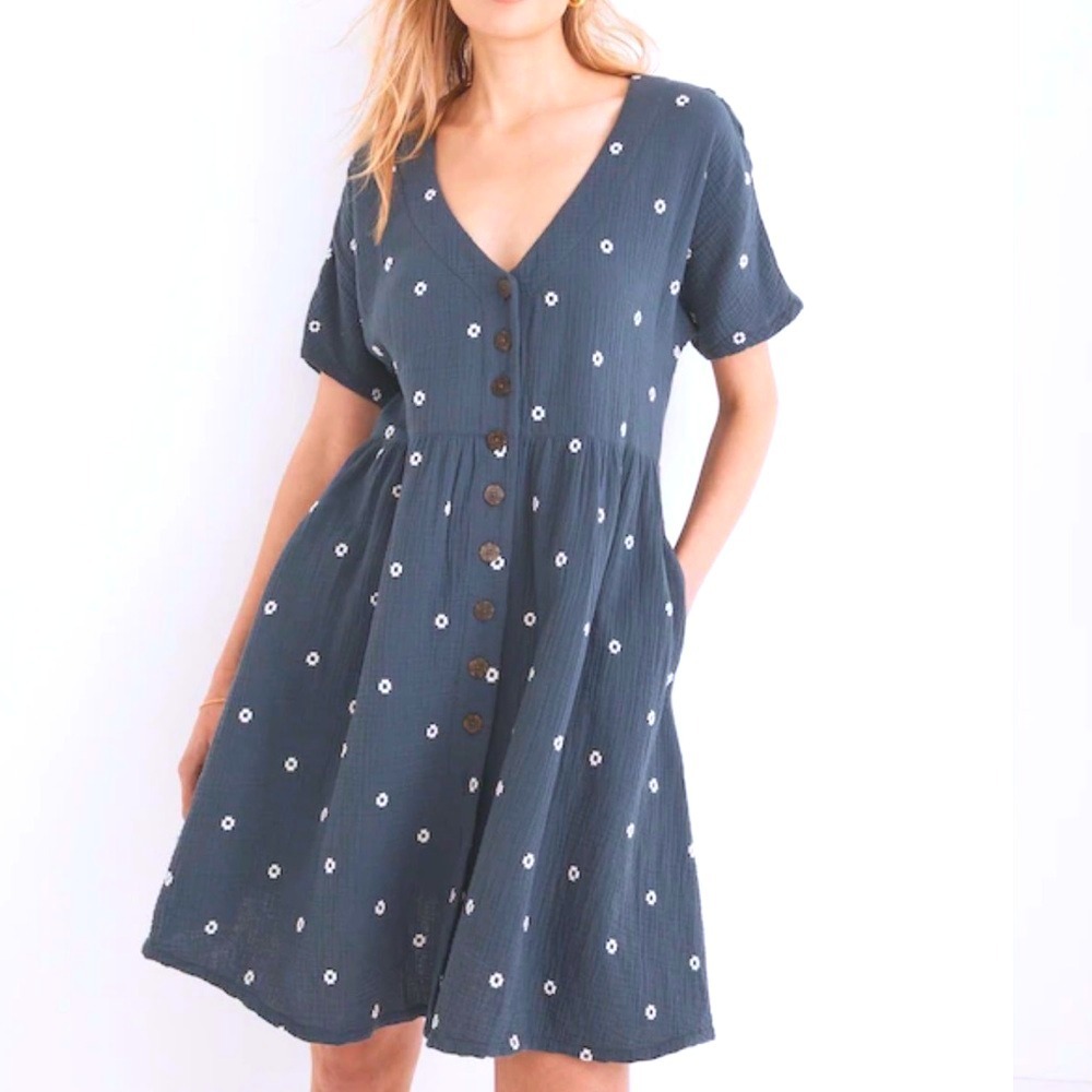 Madewell Navy Blue Floral Mini Dress